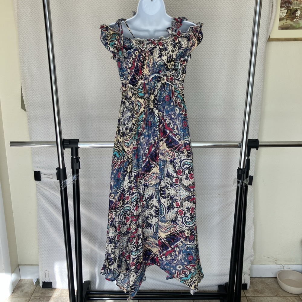 Anthropologie Floral Maxi Dress Small Off the Shoulder Ruffle Boho Wedding - Picture 2 of 10